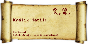 Králik Matild névjegykártya